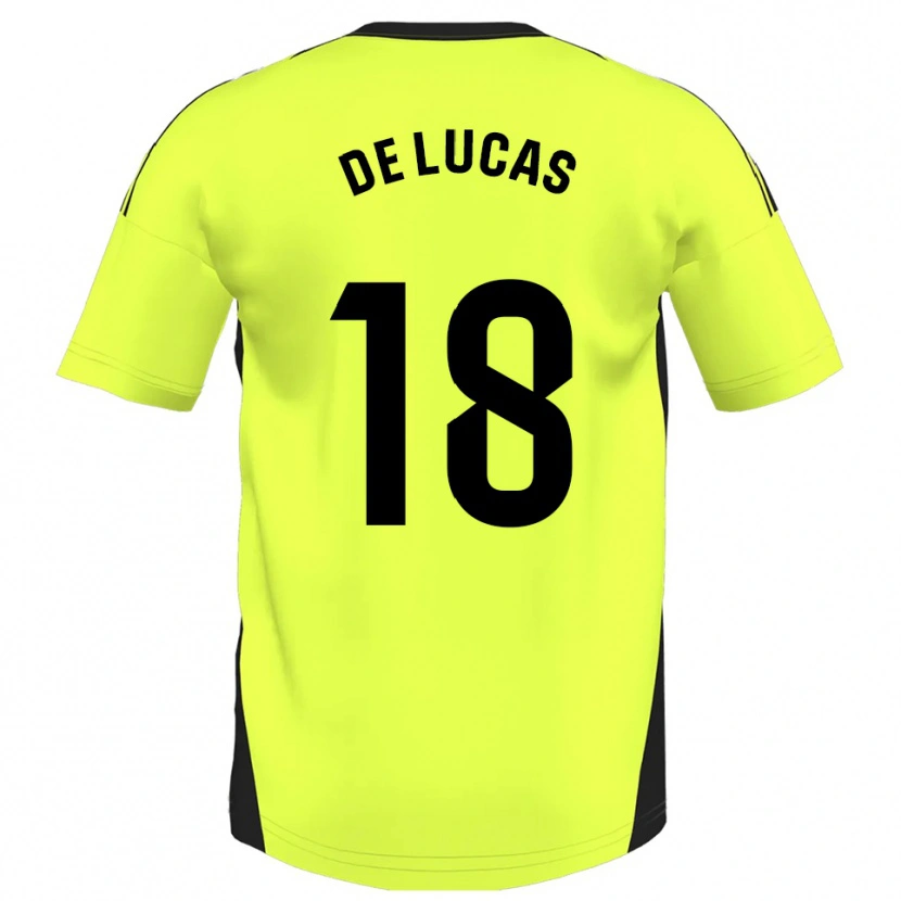 Danxen Criança Camisola Alejandro De Lucas #18 Amarelo Fluorescente Alternativa 2025/26 Camisa