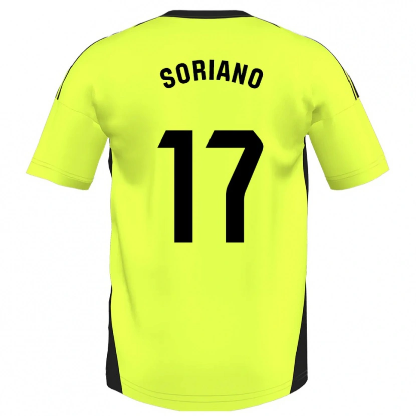 Danxen Criança Camisola Adrián Soriano #17 Amarelo Fluorescente Alternativa 2025/26 Camisa