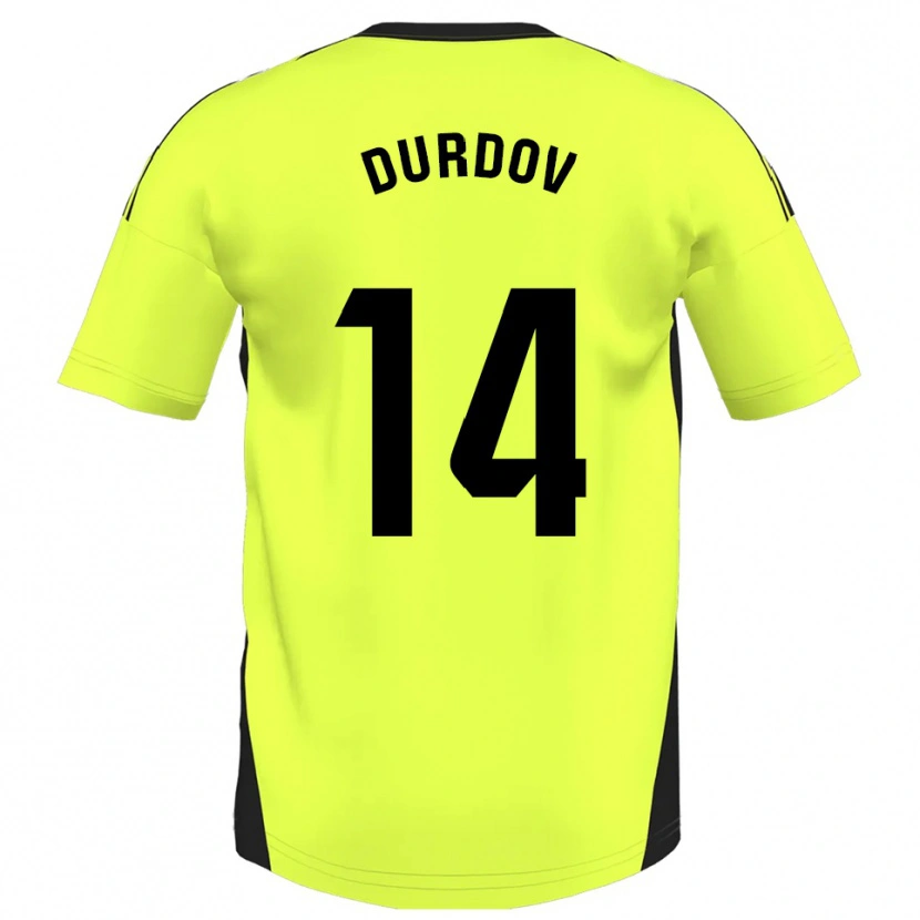 Danxen Criança Camisola Ivan Durdov #14 Amarelo Fluorescente Alternativa 2025/26 Camisa