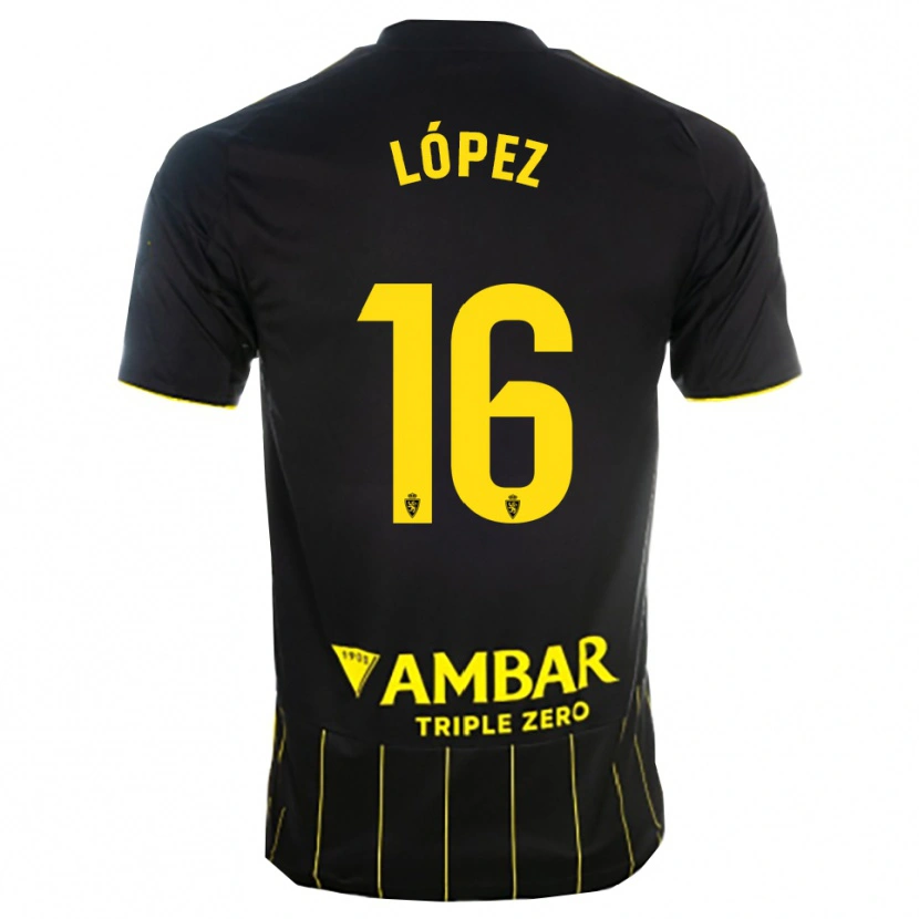 Danxen Criança Camisola Juan López #16 Preto Amarelo Alternativa 2025/26 Camisa