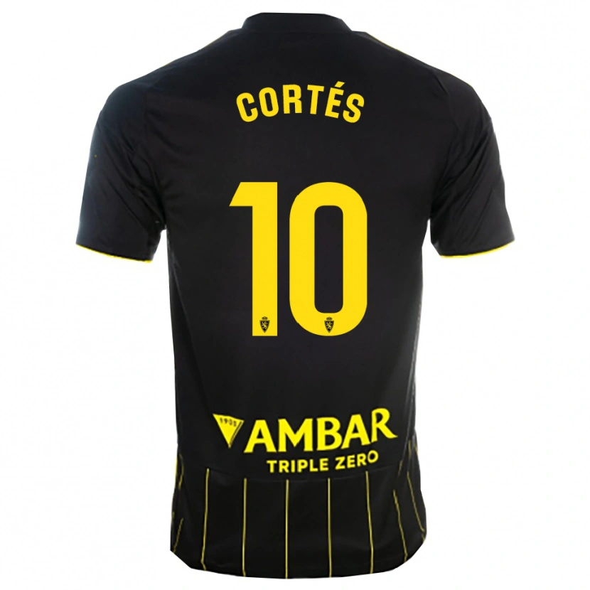 Danxen Criança Camisola Pablo Cortés #10 Preto Amarelo Alternativa 2025/26 Camisa