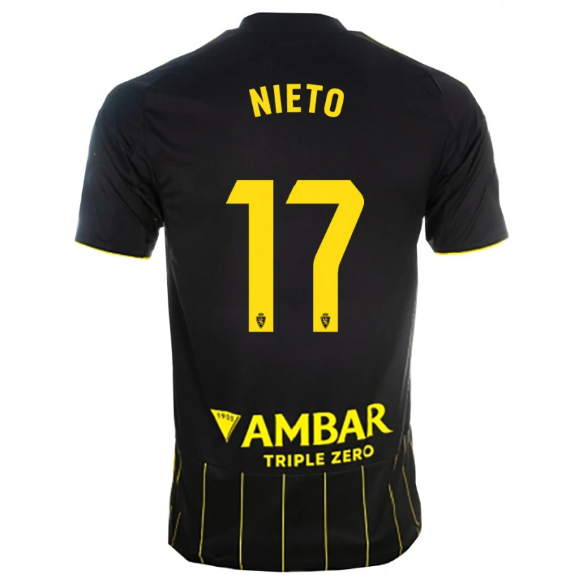 Danxen Criança Camisola Carlos Nieto #17 Preto Amarelo Alternativa 2025/26 Camisa