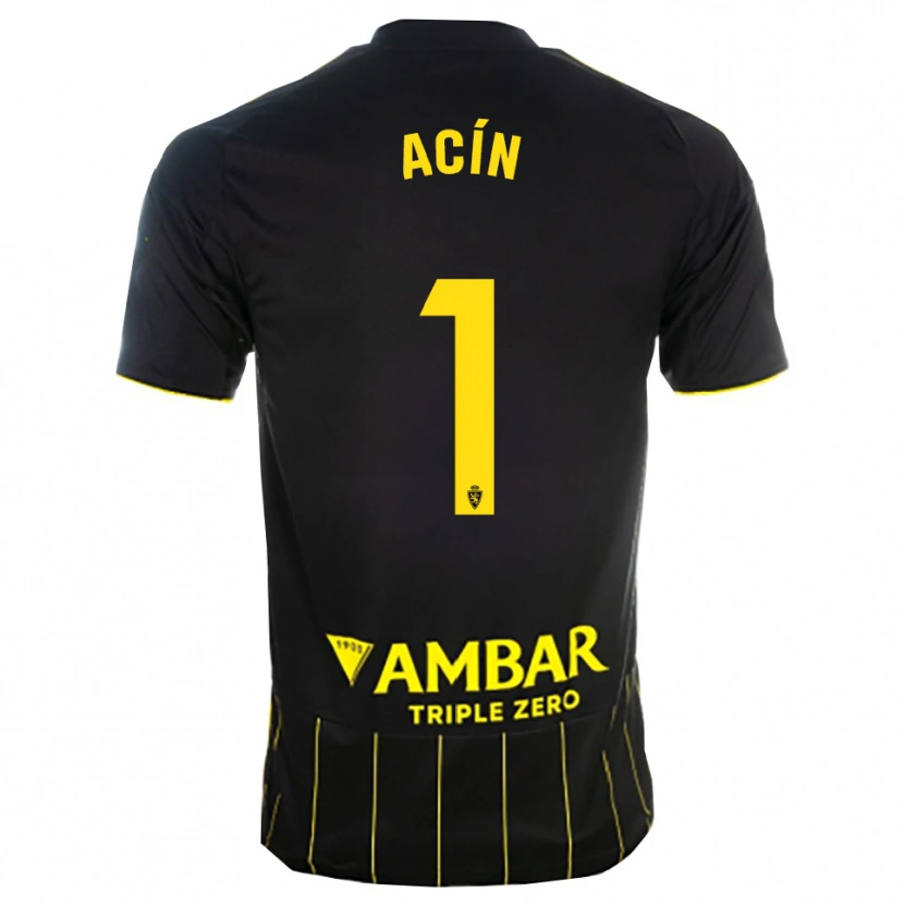 Danxen Criança Camisola Guillermo Acín #1 Preto Amarelo Alternativa 2025/26 Camisa