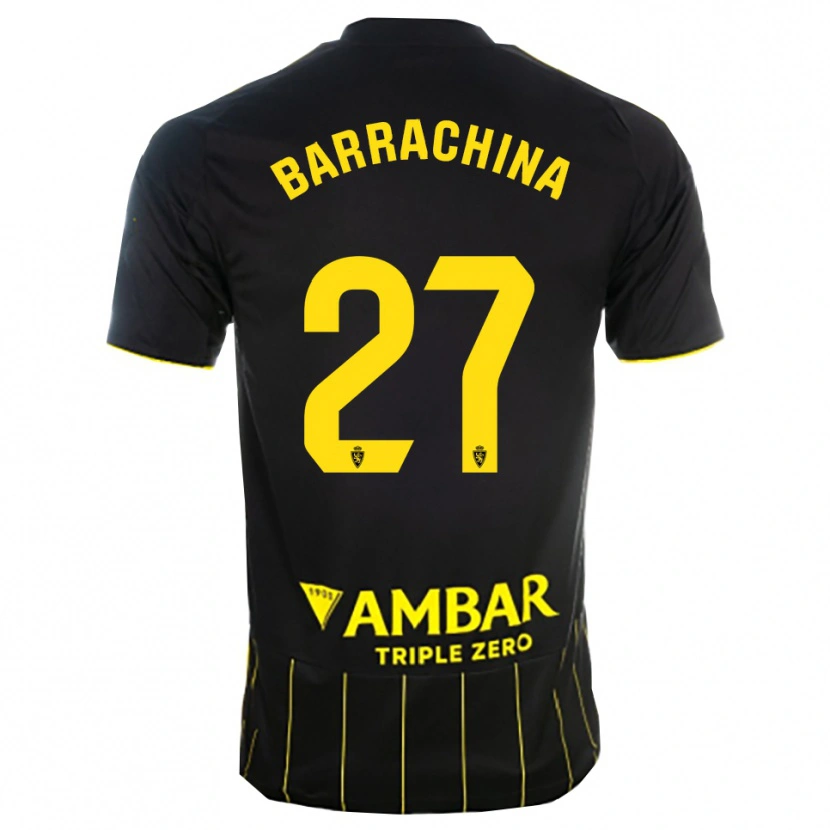Danxen Criança Camisola Hugo Barrachina #27 Preto Amarelo Alternativa 2025/26 Camisa