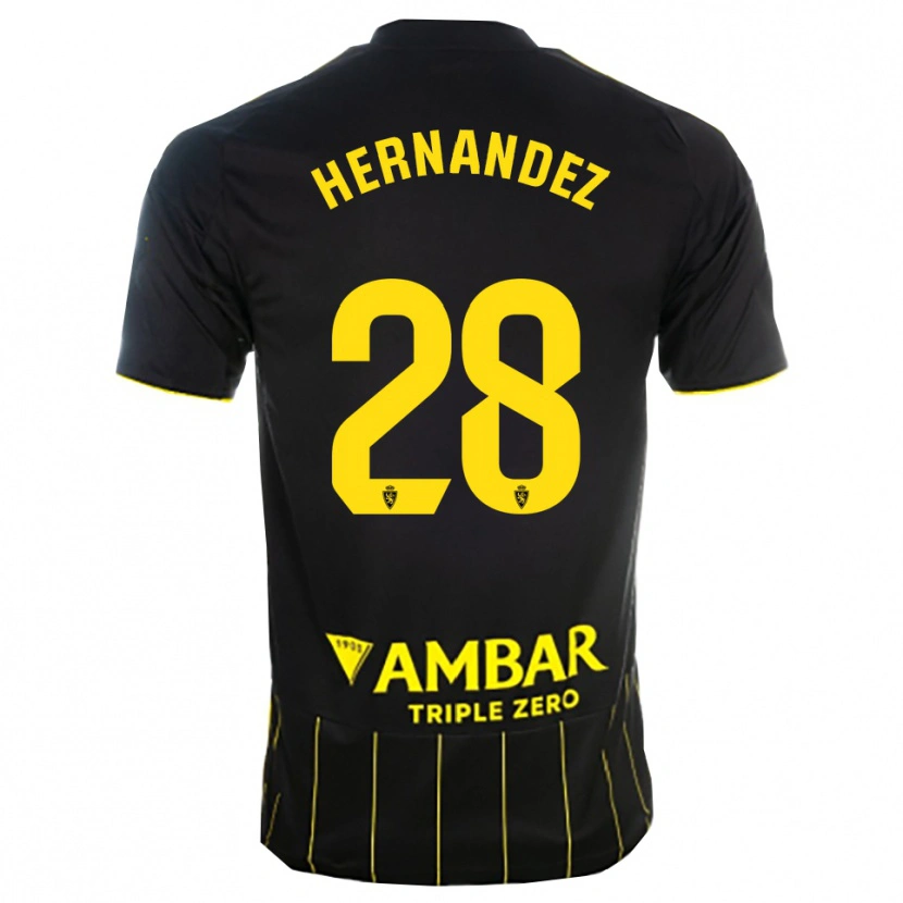 Danxen Criança Camisola Diego Hernández #28 Preto Amarelo Alternativa 2025/26 Camisa