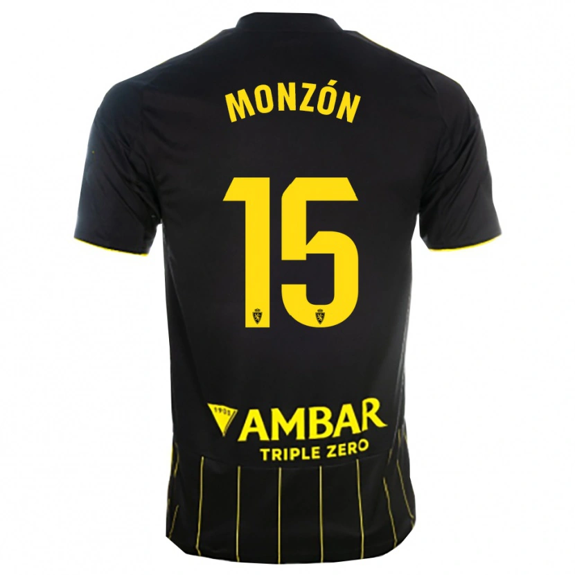 Danxen Criança Camisola Diego Monzón #15 Preto Amarelo Alternativa 2025/26 Camisa