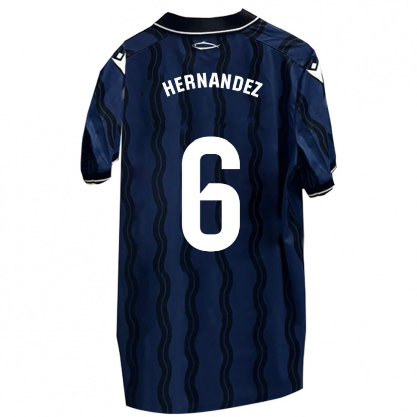 Danxen Criança Camisola Carlos Hernández #6 Azul Escuro Preto Alternativa 2025/26 Camisa