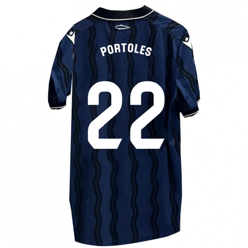 Danxen Criança Camisola Armengol Portoles #22 Azul Escuro Preto Alternativa 2025/26 Camisa