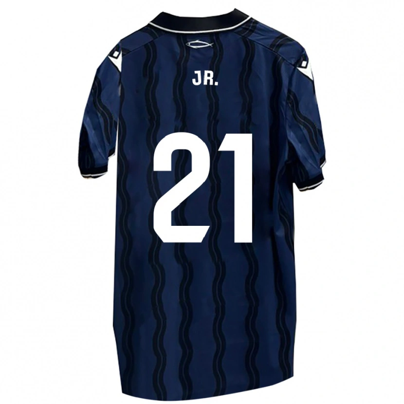 Danxen Criança Camisola Douglas Jr. #21 Azul Escuro Preto Alternativa 2025/26 Camisa