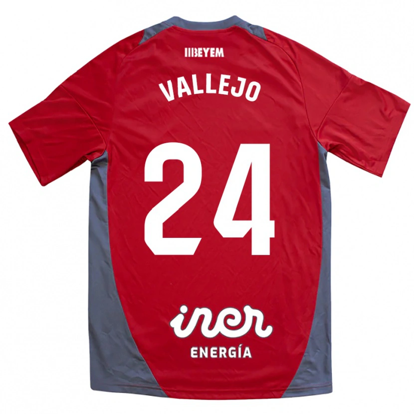 Danxen Criança Camisola Jesús Vallejo #24 Vermelho Cinza Alternativa 2025/26 Camisa