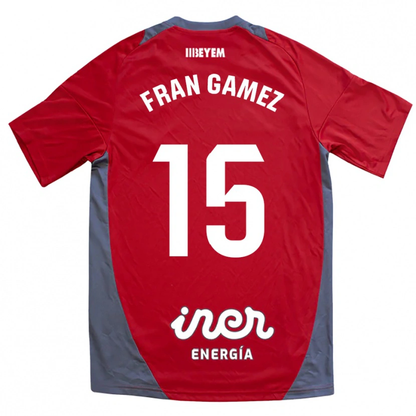 Danxen Criança Camisola Fran Gámez #15 Vermelho Cinza Alternativa 2025/26 Camisa