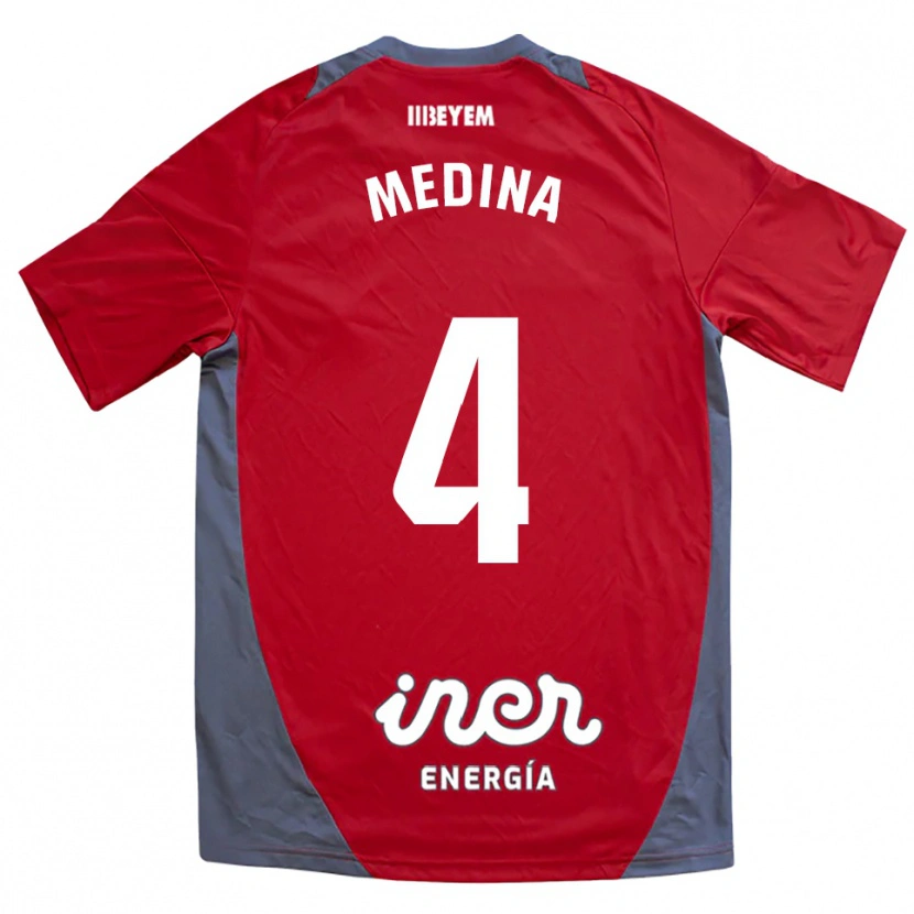 Danxen Criança Camisola Agus Medina #4 Vermelho Cinza Alternativa 2025/26 Camisa