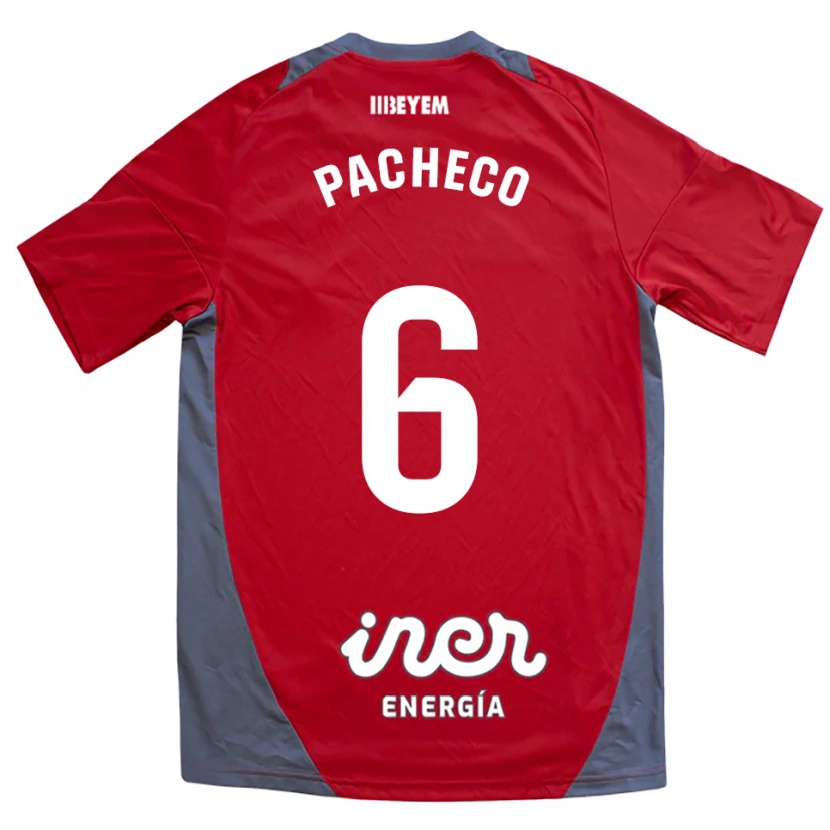 Danxen Criança Camisola Antonio Pacheco #6 Vermelho Cinza Alternativa 2025/26 Camisa