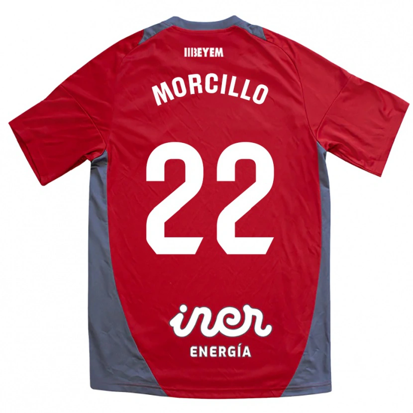 Danxen Criança Camisola Jon Morcillo #22 Vermelho Cinza Alternativa 2025/26 Camisa