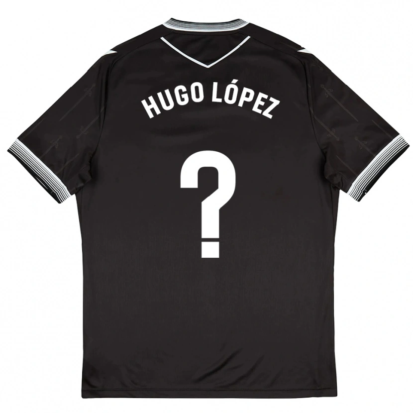 Danxen Criança Camisola Hugo López #0 Preto Branco Alternativa 2025/26 Camisa