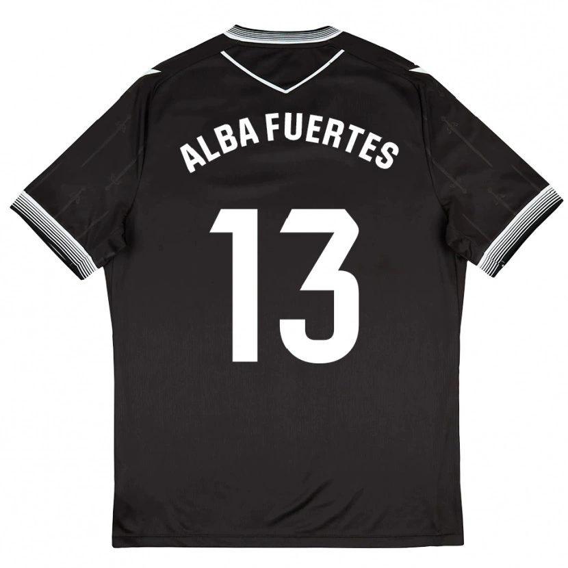 Danxen Criança Camisola Alba Fuertes #13 Preto Branco Alternativa 2025/26 Camisa