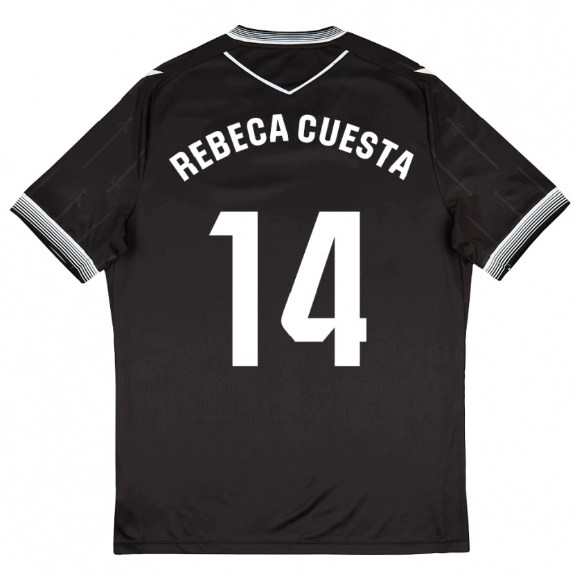 Danxen Criança Camisola Rebeca Cuesta #14 Preto Branco Alternativa 2025/26 Camisa