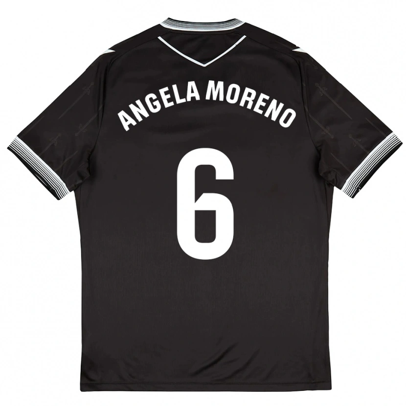 Danxen Criança Camisola Angela Moreno #6 Preto Branco Alternativa 2025/26 Camisa