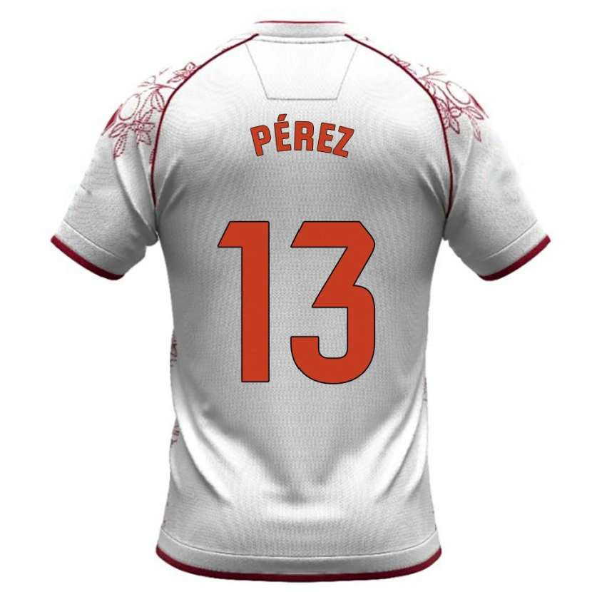 Danxen Criança Camisola Axel Pérez #13 Branco Borgonha Alternativa 2025/26 Camisa