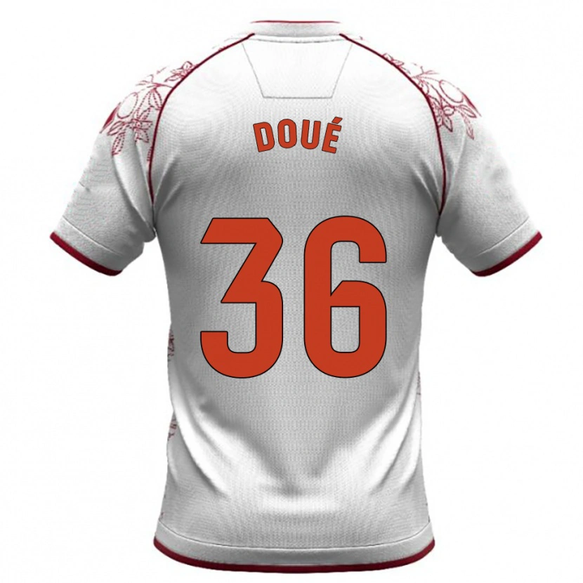 Danxen Criança Camisola Marc-Olivier Doué #36 Branco Borgonha Alternativa 2025/26 Camisa