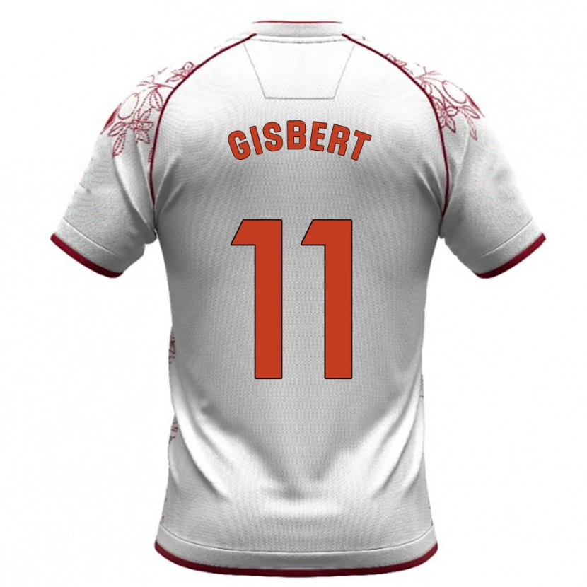 Danxen Criança Camisola Enric Gisbert #11 Branco Borgonha Alternativa 2025/26 Camisa
