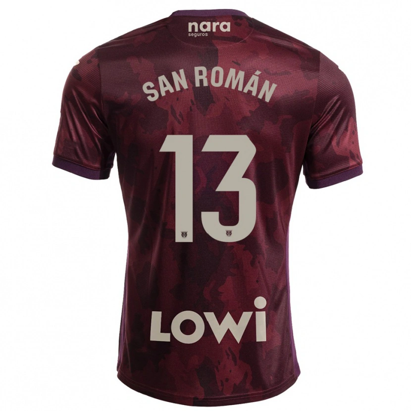 Danxen Criança Camisola Miguel San Román #13 Borgonha Branco Alternativa 2025/26 Camisa
