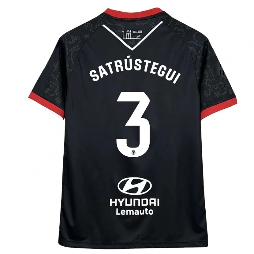 Danxen Criança Camisola Eneko Satrústegui #3 Preto Vermelho Alternativa 2025/26 Camisa
