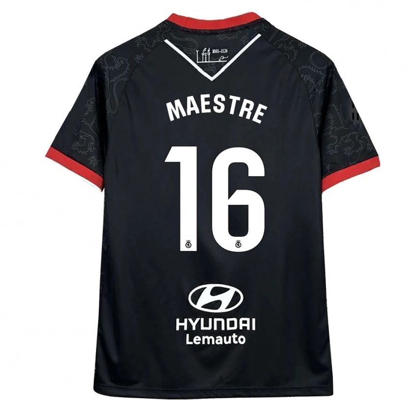 Danxen Criança Camisola Sergi Maestre #16 Preto Vermelho Alternativa 2025/26 Camisa