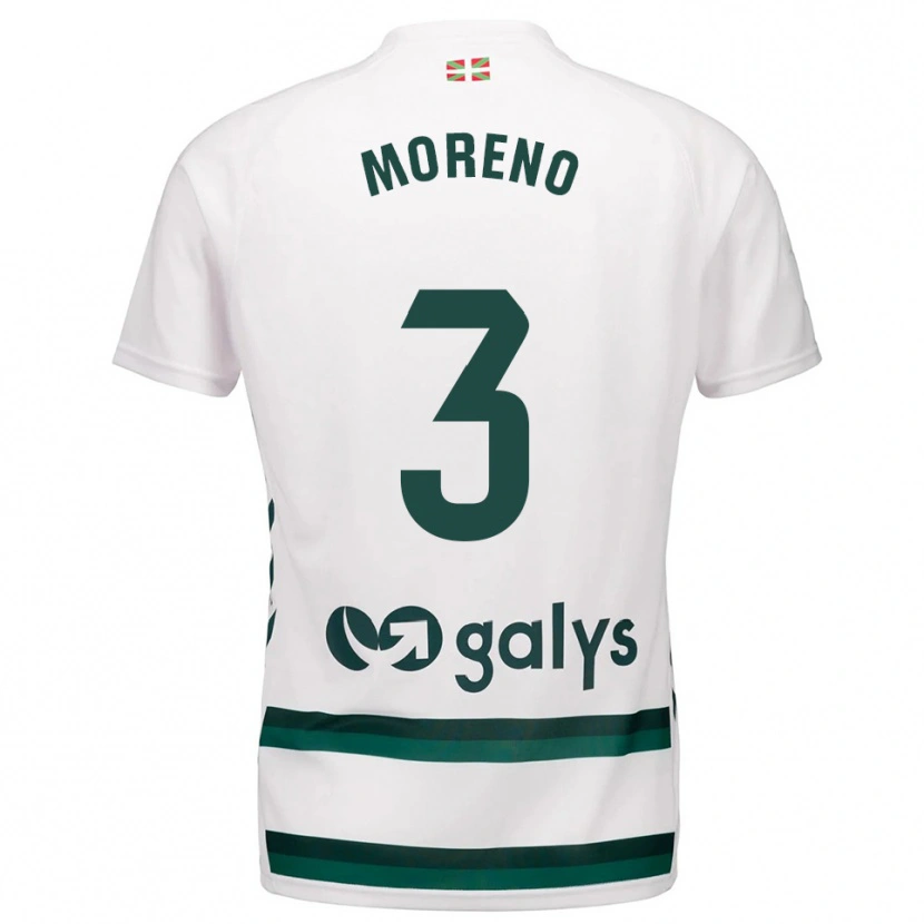 Danxen Criança Camisola Marco Moreno #3 Branco Verde Alternativa 2025/26 Camisa