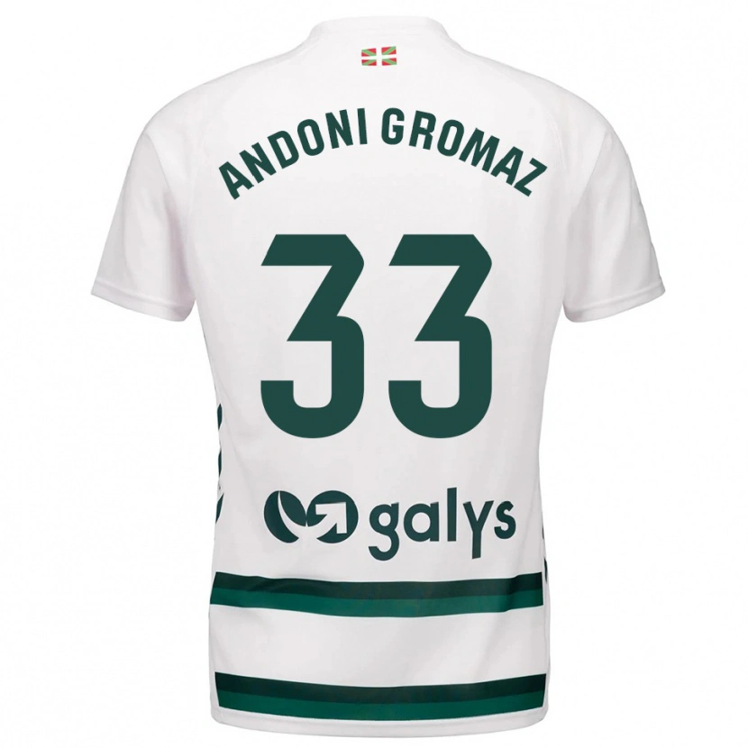 Danxen Criança Camisola Jon Andoni Gromaz #33 Branco Verde Alternativa 2025/26 Camisa
