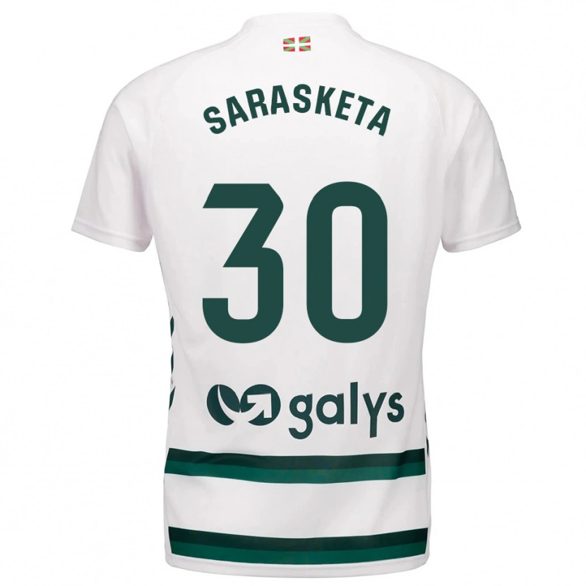Danxen Criança Camisola Lucas Sarasketa #30 Branco Verde Alternativa 2025/26 Camisa
