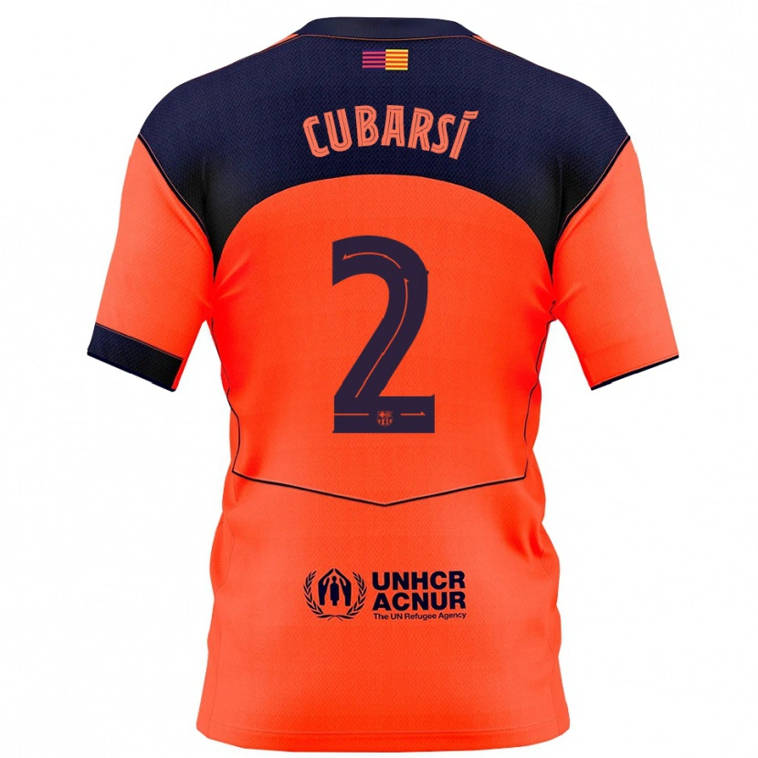Danxen Criança Camisola Pau Cubarsí #2 Laranja Marinho Terceiro 2025/26 Camisa