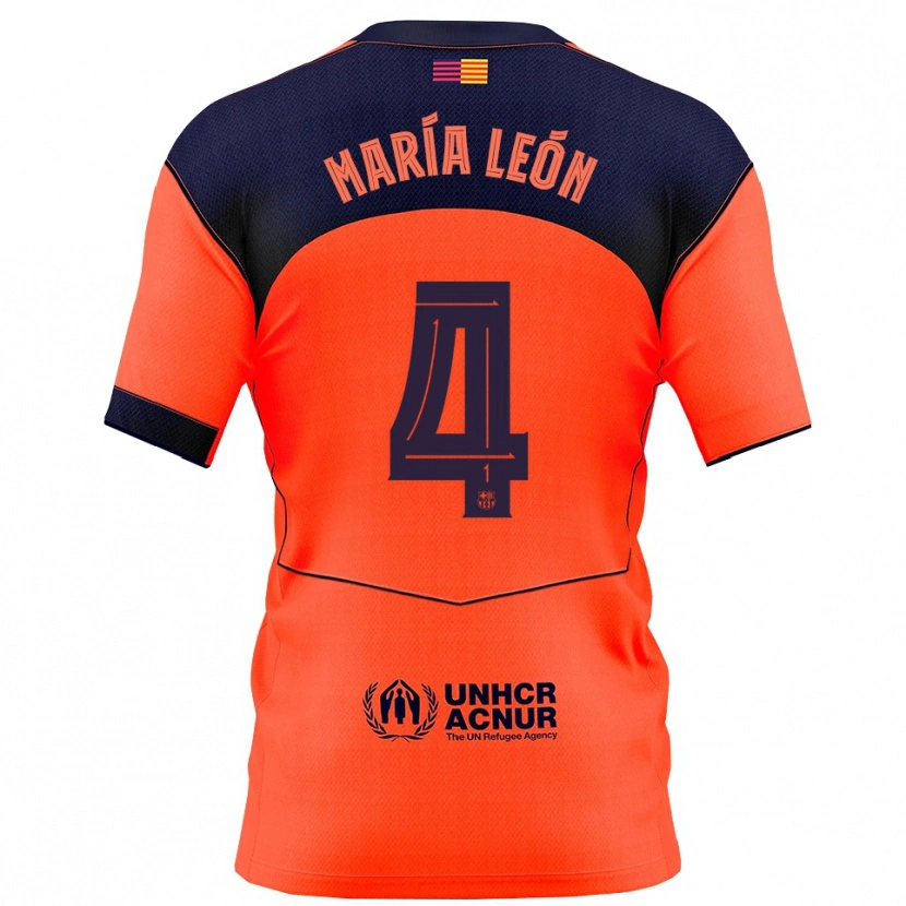 Danxen Criança Camisola María Pilar León #4 Laranja Marinho Terceiro 2025/26 Camisa