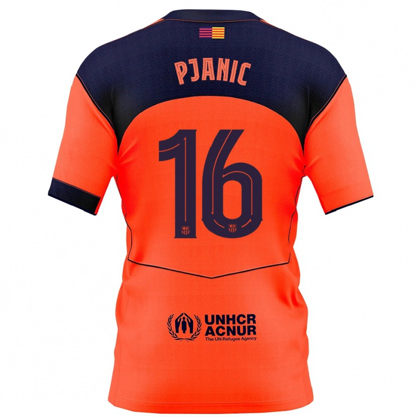 Danxen Criança Camisola Miralem Pjanic #16 Laranja Marinho Terceiro 2025/26 Camisa