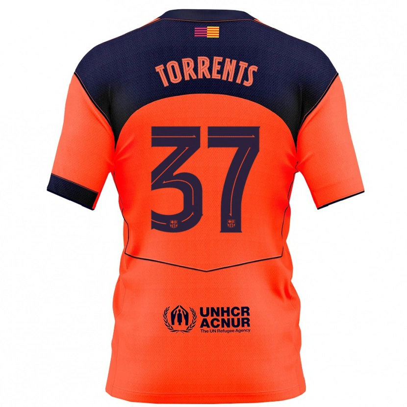 Danxen Criança Camisola Jofre Torrents #37 Laranja Marinho Terceiro 2025/26 Camisa