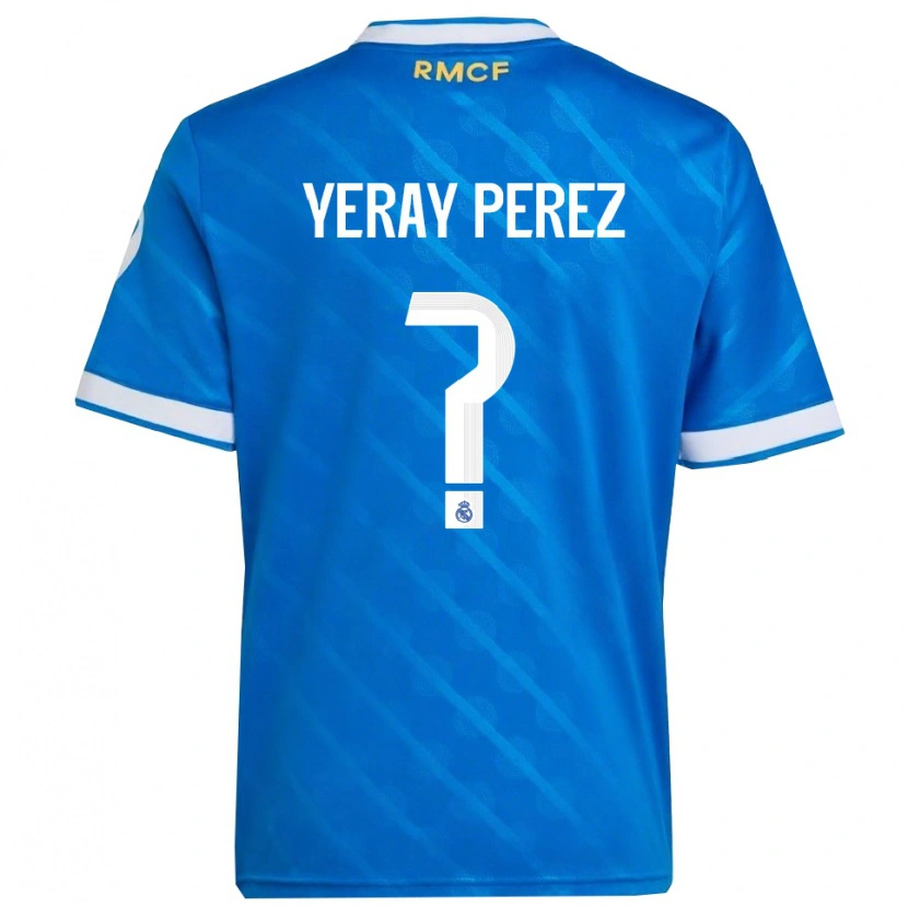 Danxen Criança Camisola Yeray Perez #0 Azul Branco Terceiro 2025/26 Camisa