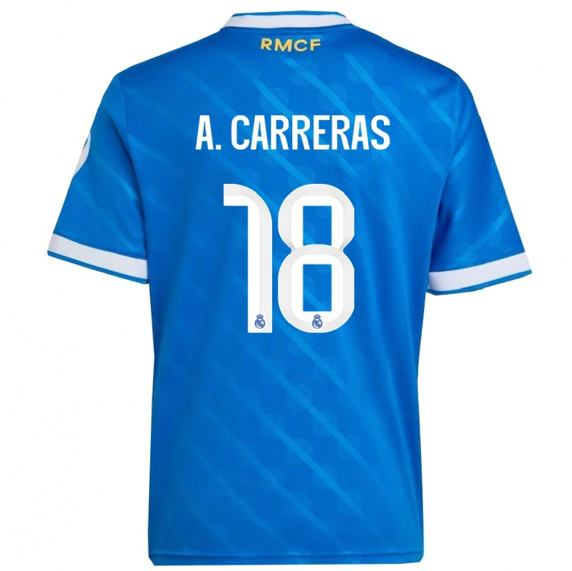 Danxen Criança Camisola Álvaro Carreras #18 Azul Branco Terceiro 2025/26 Camisa