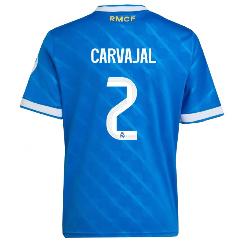 Danxen Criança Camisola Daniel Carvajal #2 Azul Branco Terceiro 2025/26 Camisa