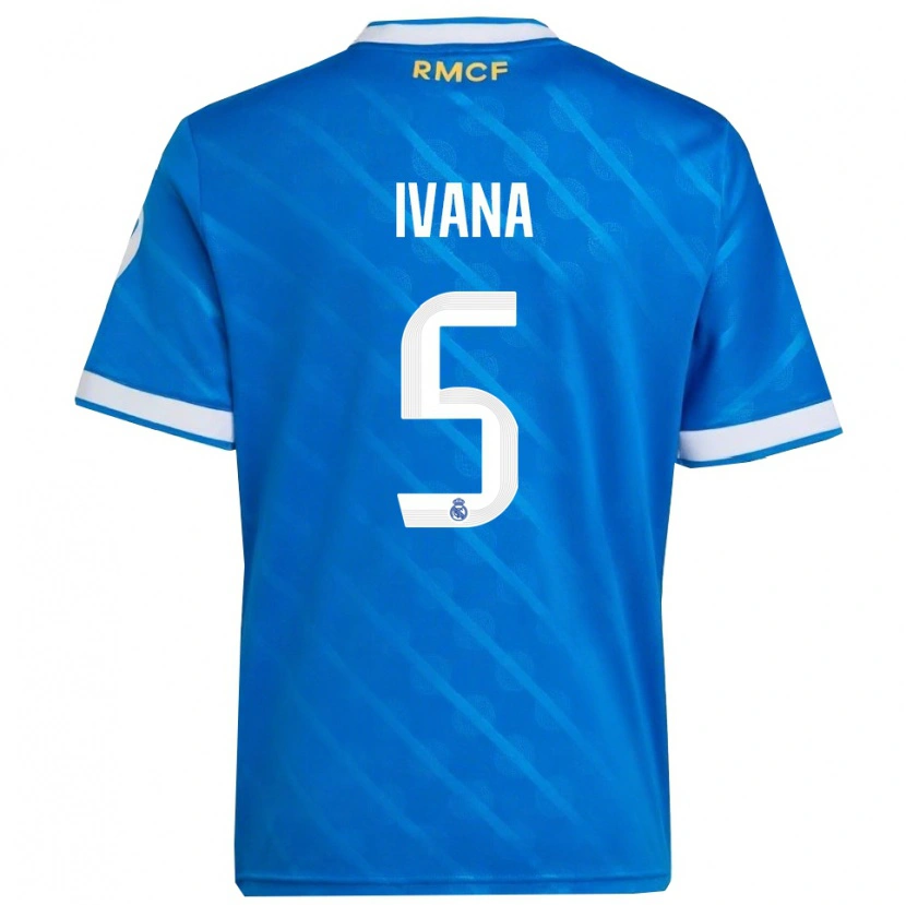 Danxen Criança Camisola Ivana Andres #5 Azul Branco Terceiro 2025/26 Camisa