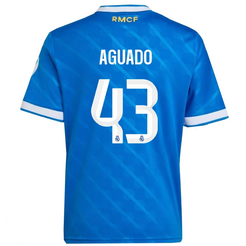Danxen Criança Camisola Diego Aguado #43 Azul Branco Terceiro 2025/26 Camisa