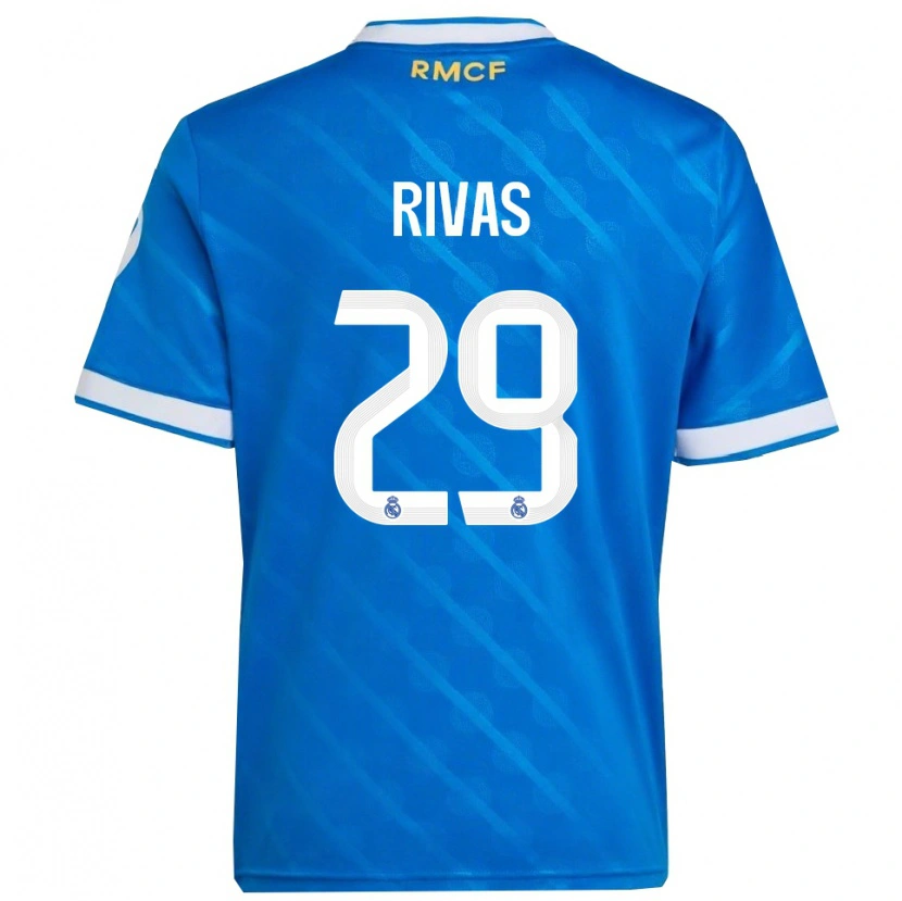 Danxen Criança Camisola Mario Rivas #29 Azul Branco Terceiro 2025/26 Camisa