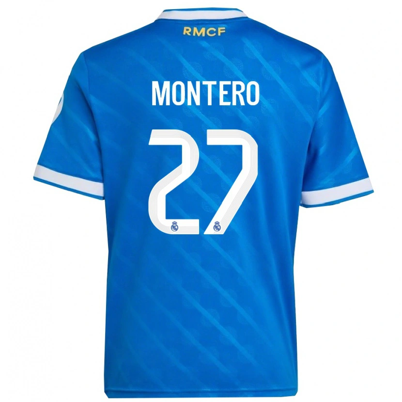Danxen Criança Camisola Pablo Montero #27 Azul Branco Terceiro 2025/26 Camisa