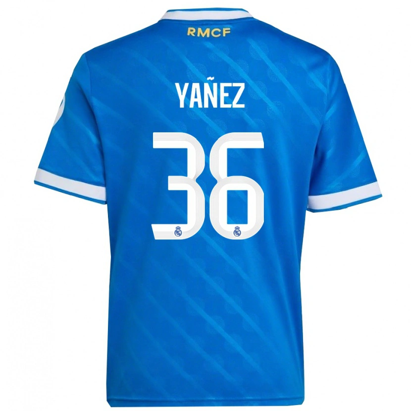 Danxen Criança Camisola Daniel Yáñez #36 Azul Branco Terceiro 2025/26 Camisa