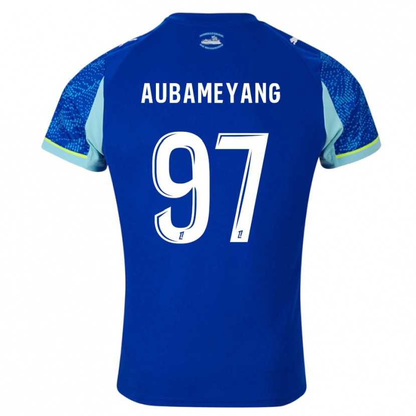 Danxen Criança Camisola Pierre-Emerick Aubameyang #97 Azul Celeste Branco Terceiro 2025/26 Camisa