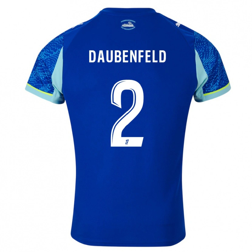Danxen Criança Camisola Lucas Daubenfeld #2 Azul Celeste Branco Terceiro 2025/26 Camisa