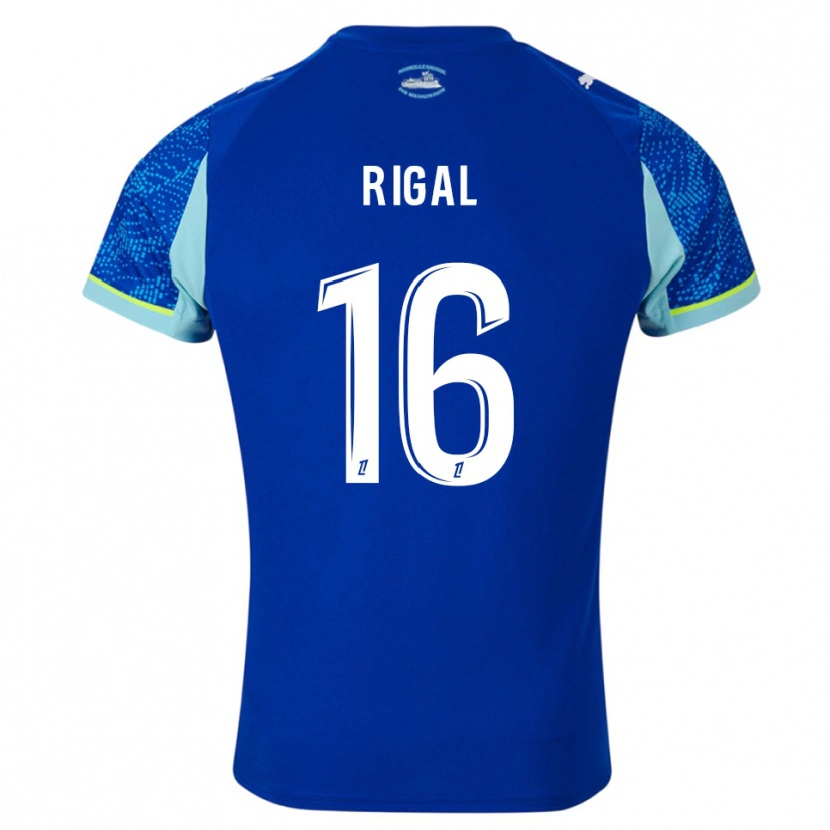 Danxen Criança Camisola Pablo Rigal #16 Azul Celeste Branco Terceiro 2025/26 Camisa