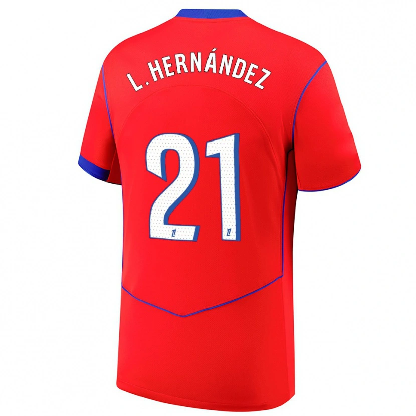 Danxen Criança Camisola Lucas Hernández #21 Vermelho Azul Branco Terceiro 2025/26 Camisa