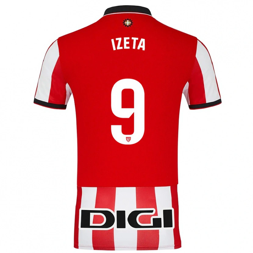 Danxen Homem Camisola Urko Izeta #9 Vermelho Branco Principal 2025/26 Camisa