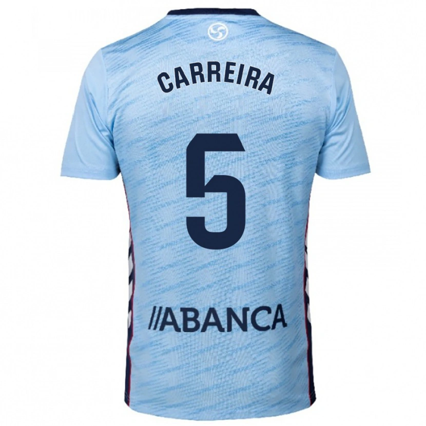Danxen Homem Camisola Sergio Carreira #5 Azul Celeste Vermelho Principal 2025/26 Camisa