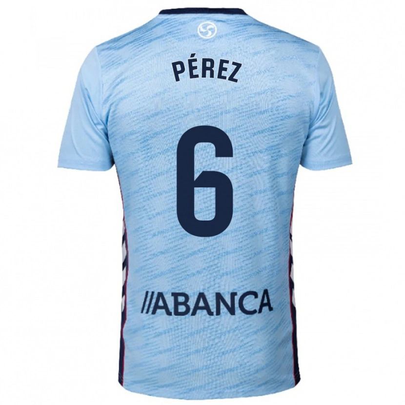 Danxen Homem Camisola Elena Pérez #6 Azul Celeste Vermelho Principal 2025/26 Camisa